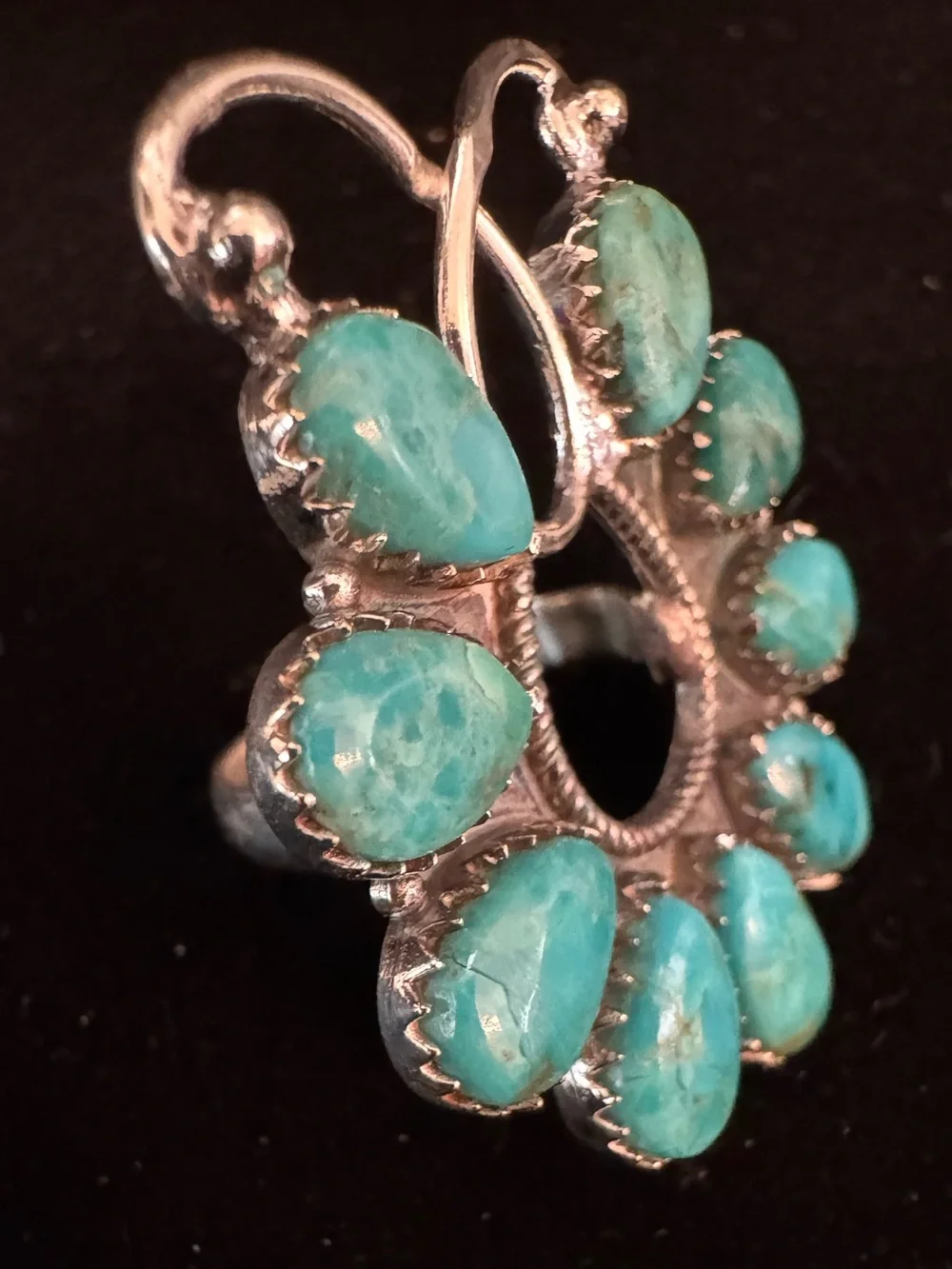 Sterling Silver blue moon turquoise Teardrop Statement Ring - size 7.5